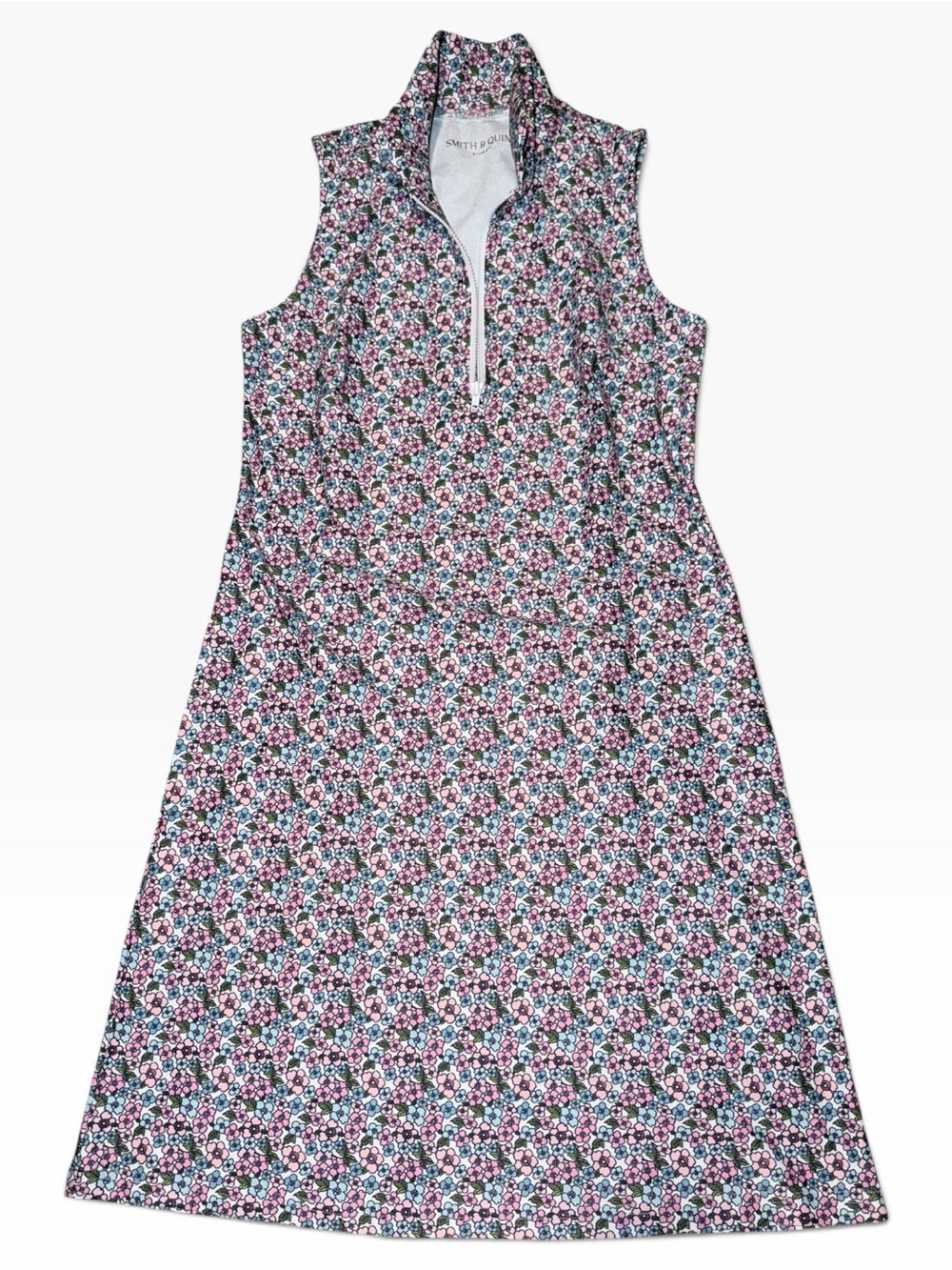 Smith & Quinn Sleeveless Pink Floral Zip-Front A-Line Dress